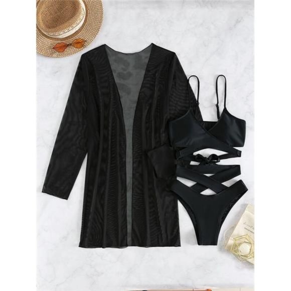 3pcs Criss Cross Bikini Set - Picture 3 of 7